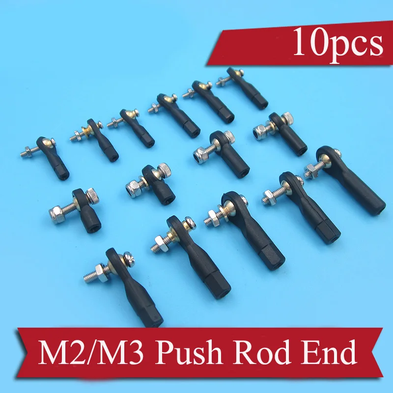 

10PCS Plastic Push Rod End M2 M3 Ball Head Holder Ball Joint with Screw Center Hole 2/2.5/3mm Tie Rod Head for DIY RC Boat Model