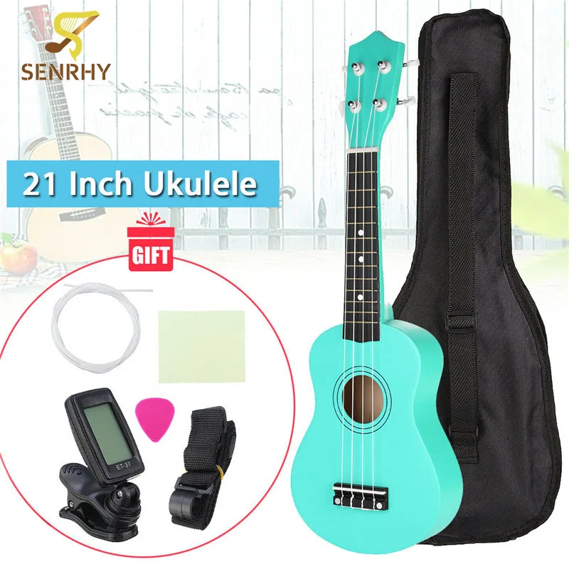 

SENRHY 21" Economic Soprano Ukulele Start Pack with Gig bag + Tuner + Pick + Strap + Cleaning Cloth Sets High Quality