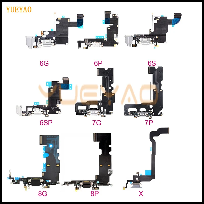 

Charging Flex Cable For iPhone 6 6S 7 8 X USB Charger Port Dock Connector With Mic Flex Cable, 6 6S 7 8 Plus Charging Flex