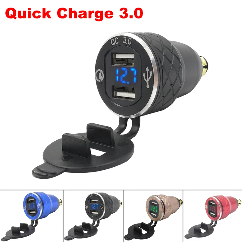 

Quick Charge 3.0 EU Dual USB Motorcycle Charger for BMW Hella DIN Plug Socket LED Display QC 3.0 Moto Cigarette Lighter Adapter