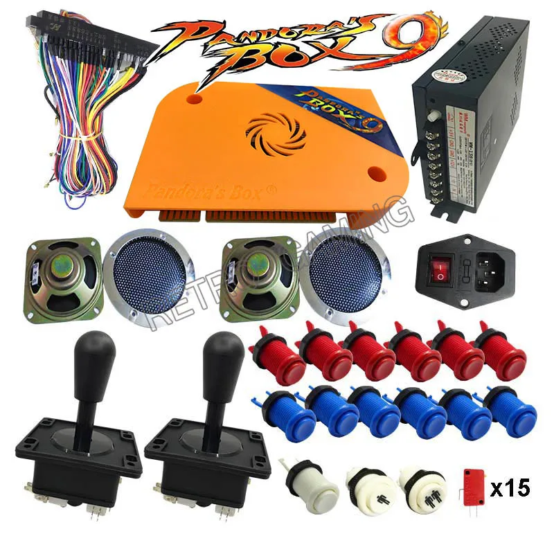 

DIY Pandora box 9 1500 in 1 arcade game cabinet machine with jamma board kit with Happ joystick button power supply speaker