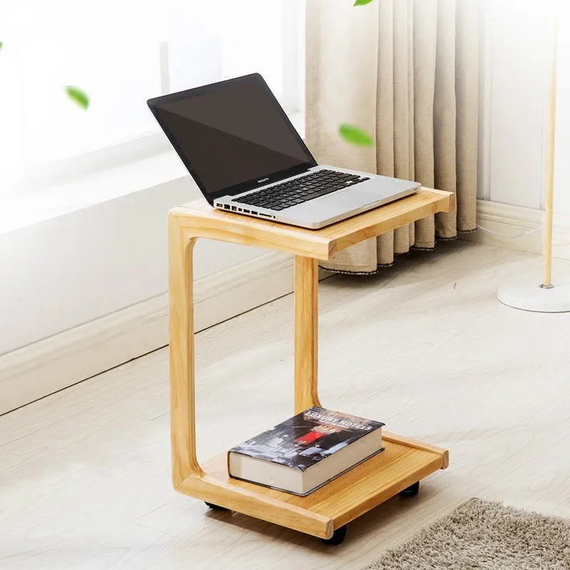 

10%Bedside computer table sofa side table mini removable small coffee table solid wood simple bedroom simple coffee table