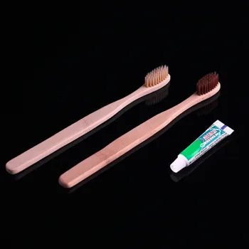 

New 1pc Soft Bristle Bamboo Handle Toothbrush with 1 Mini Toothpaste Cleaning Teeth Dental Oral Care Hotel Home Stay Tooth Brush