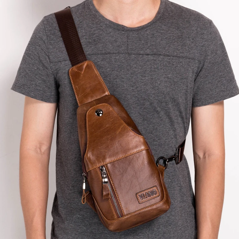 Genuine Leather Cross Body Bag Men Single Messenger Shoulder Bags New