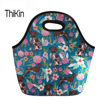 

THIKIN Neoprene Lunch Bags For Girls Boys German Shepherd Women Food Handbags With Zipper Portable Cooler Bag Kid Picnic Travel