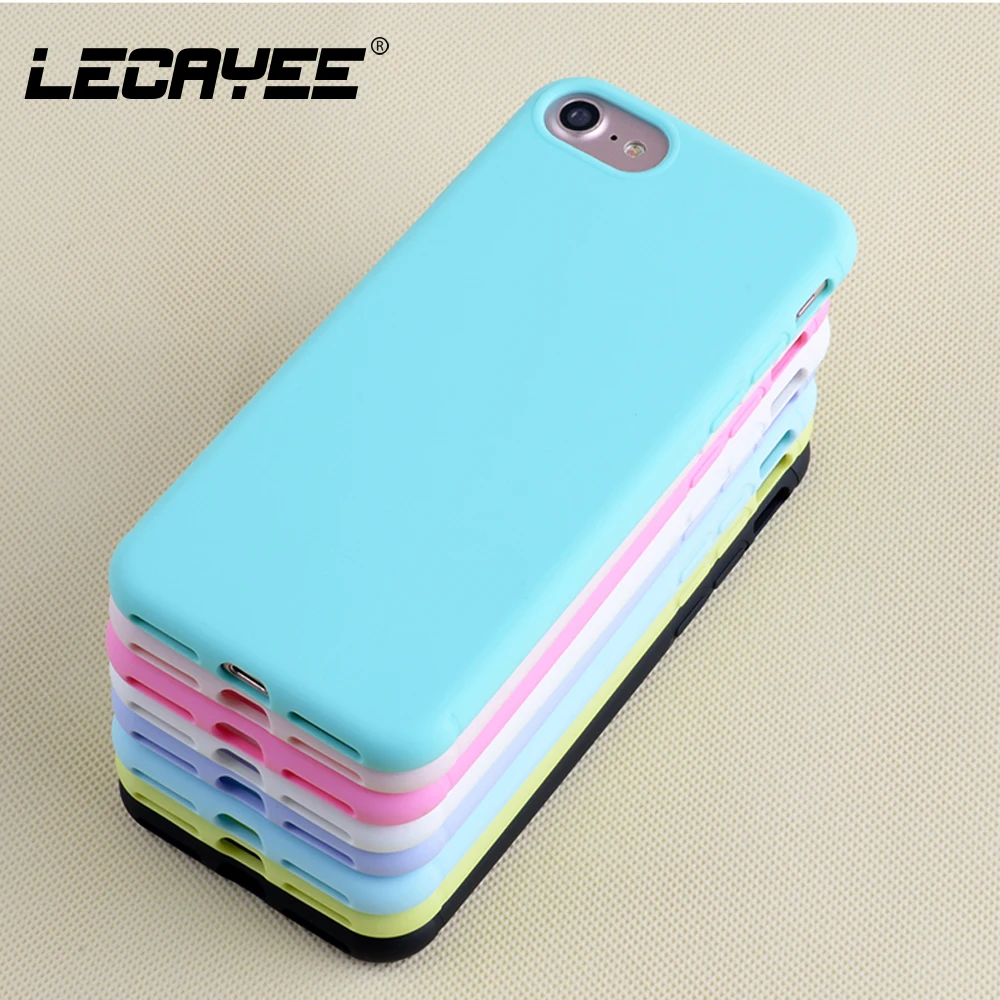 

LECAYEE Matte Ultra-Thin Candy Phone Case For iPhone 7 8 Plus Case Cover Youth Energetic Style Soft Silicon Case For iPhone 8 7