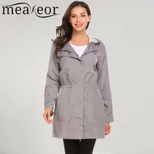 Meaneor Женская куртка пальто новая с капюшоном с длинным рукавом на молнии спереди легкие дождевики с кулиской плащ на пуговицах закрытые Топы