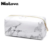 New PU White Marble Pattern Waterproof Makeup Bag Large Capacity Zipper Wash bags Women Female Travel Essential Cosmetic Bag chileelove tassels marble pattern pu leather cosmetic bag makeup brushes kit bag handbag fashion zipper bag high capacity