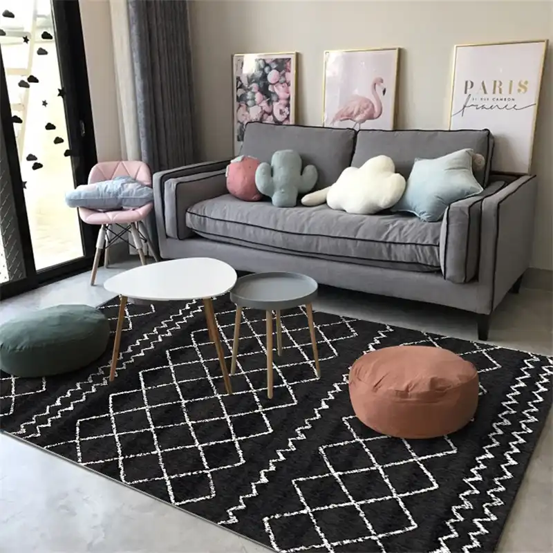 الأزياء عارضة الاسكندنافية هندسية أسود أبيض رمادي باب حصيرة الحمام صالون غرفة المعيشة الزخرفية السجاد منطقة البساط Rug Aliexpress