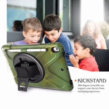 

Case For iPad Pro 10.5 case for iPad Air 3 2019 With Pencil Holder Stand long Strap Shoulder Heavy Duty Silicone Safe Child case