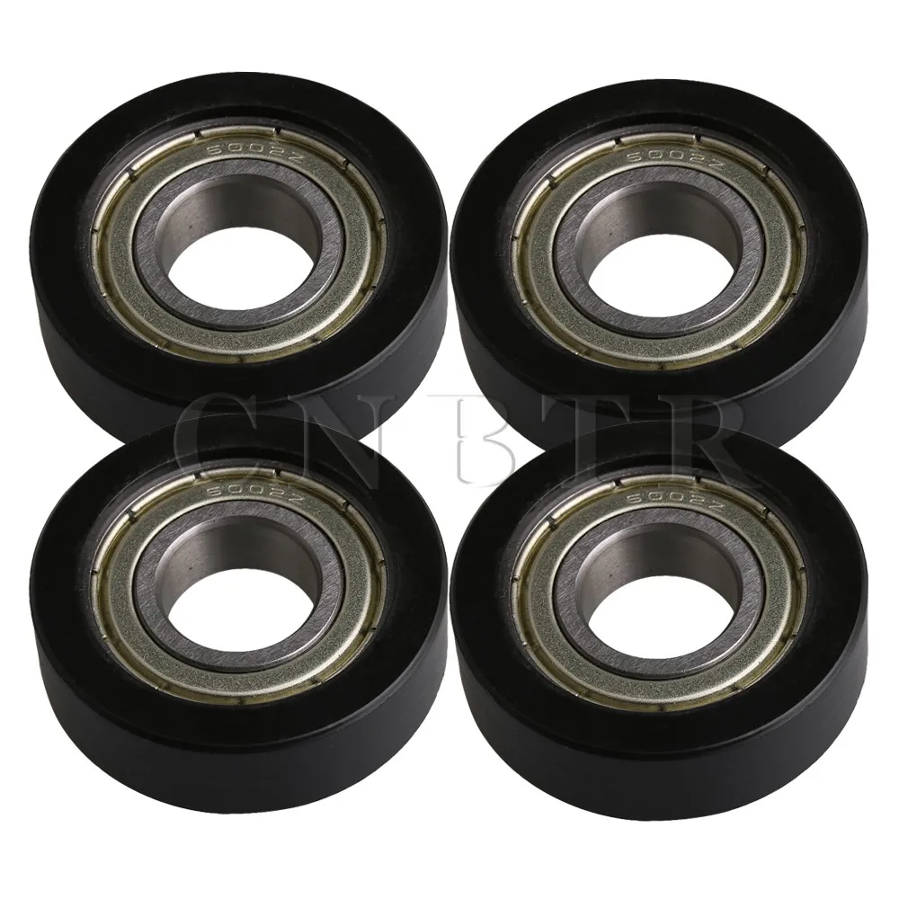 

CNBTR 4x1.2x1.5cm Black Flat Plastic Coated Round Pulley with Ball Roller Bearing for Door Window Pack of 4