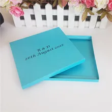Персонализированные пользовательские синий цвет лазерная резка, для свадьбы Пригласительные карты коробка