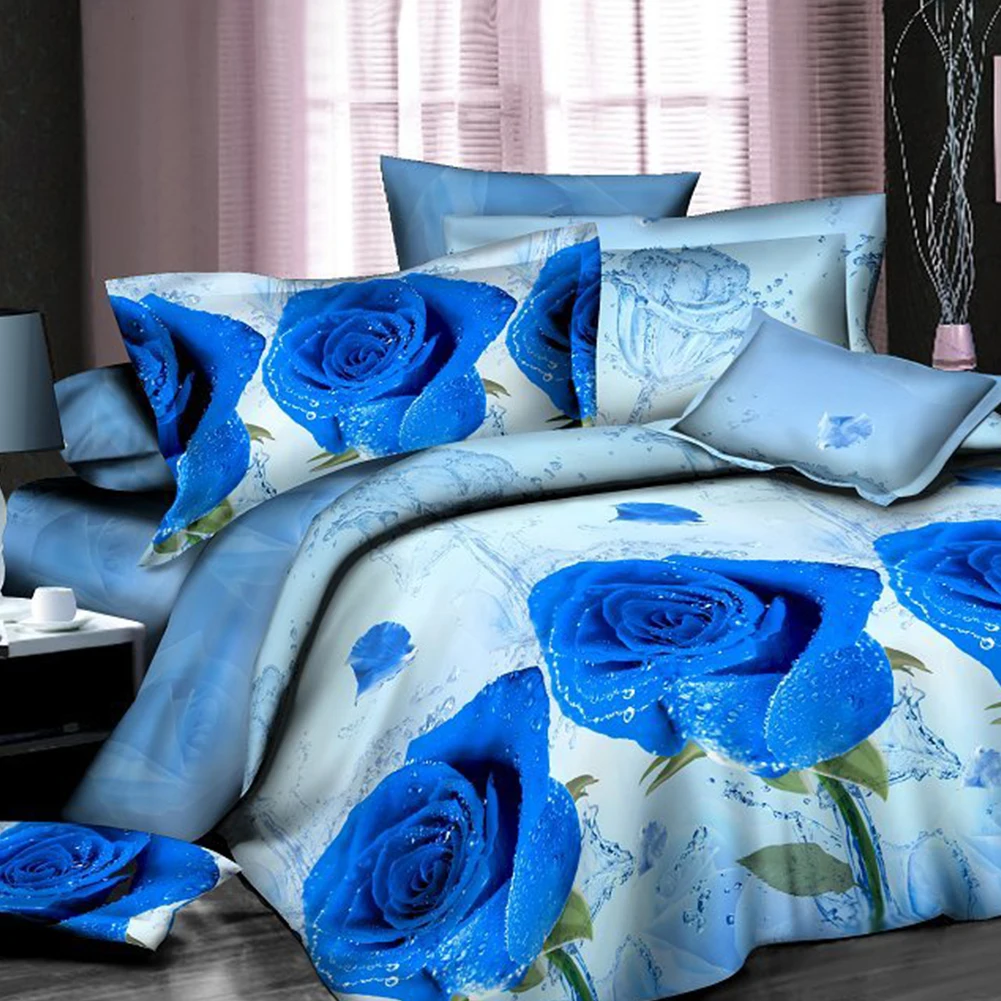 

Hot Sale roupa de cama Queen/Twin Size Quilt Duvet Cover Pillowcase HD Rose Flowers Pattern Bedding Set 3D Bedding Set Polyester