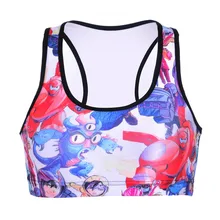 Женский Большой Герой 6 печати Фитнес короткий жилет тренировки беспроволочное нижнее белье Бесшовные стрейч майка хип хоп мягкий бюстгальтер
