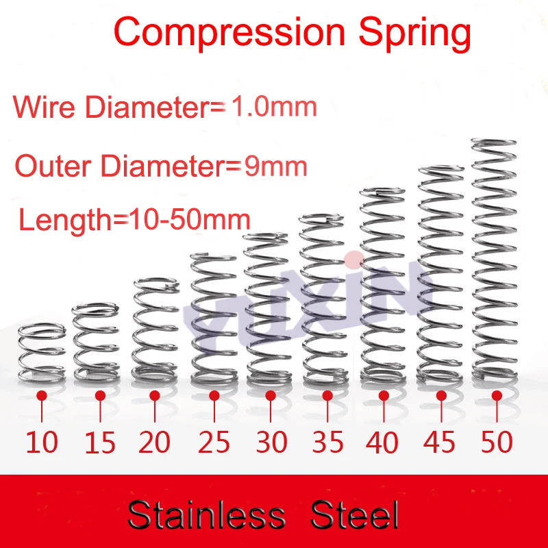 50 шт./лот 1 0*9*10-50 маленькая Пружина сжатия катушки пружины из нержавеющей стали