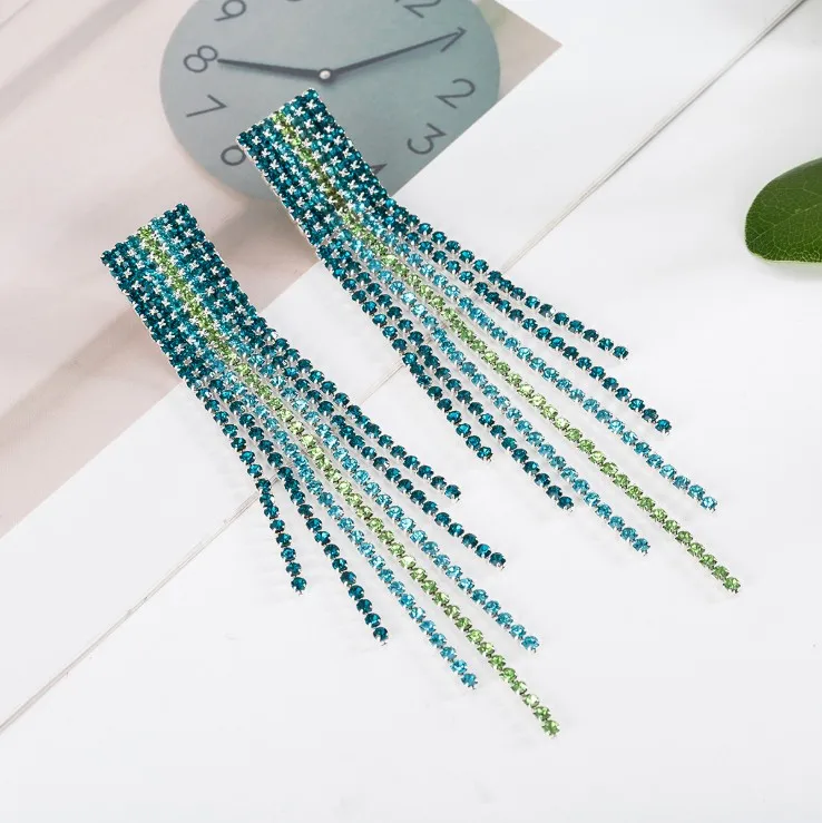 Новые модные ювелирные серьги-кисточки женские Австрийские украшения с кристаллами гипоаллергенные серьги Защита окружающей среды - Цвет камня: B