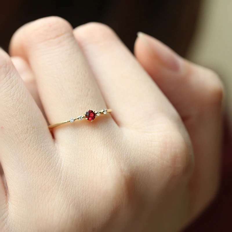 Tisonliz Изысканный красный камень кольца с настоящими Австрийскими кристаллами циркония свадебные Обручение кольца обещание кольца, ювелирные подарки bijoux femme(украшения своими руками) дропшипинг