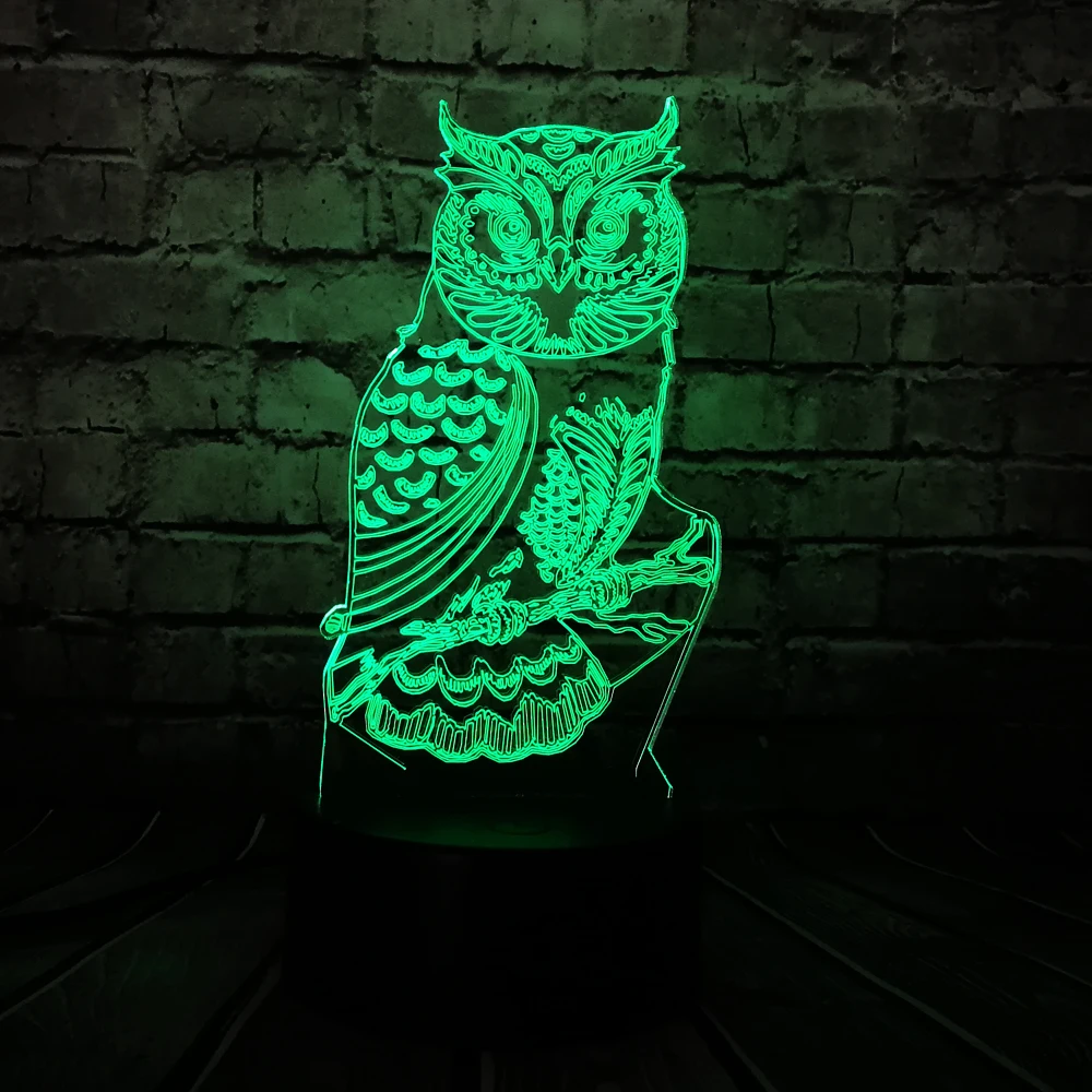 Новинка 3D лампа в виде животных ночник Сова USB светодиодное освещение мультицвет