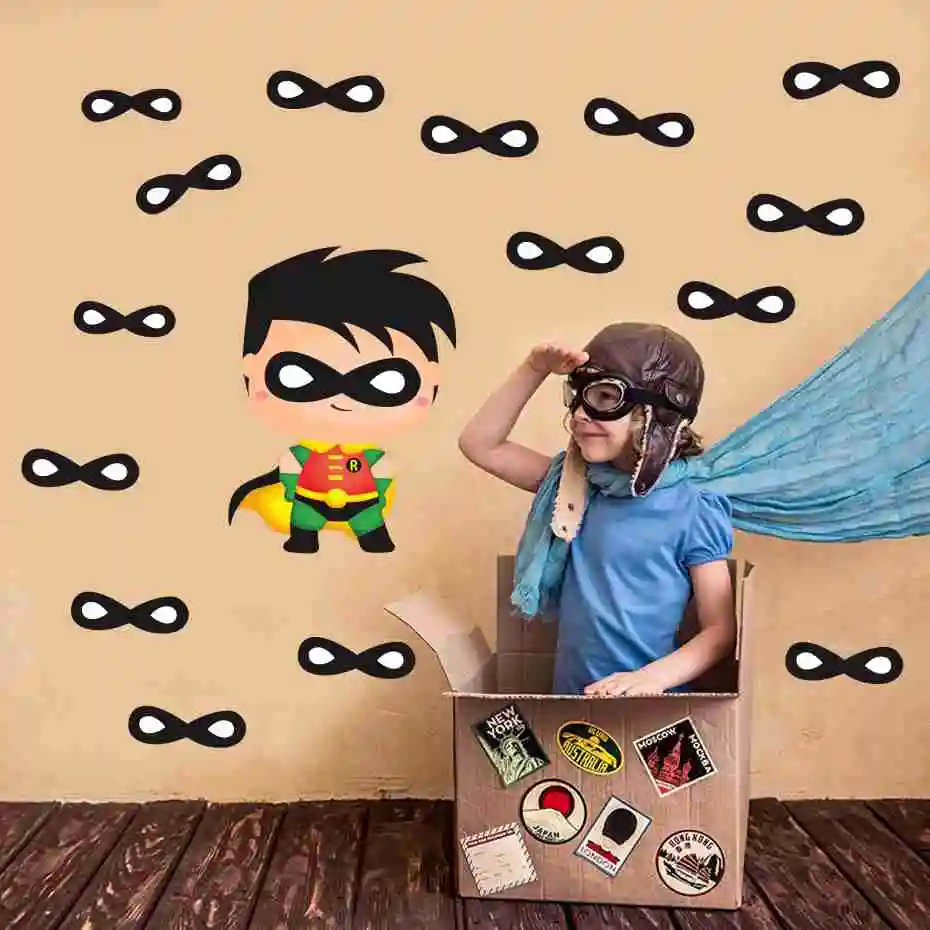 Cartoon Color Superman Batman Wall Stickers Cute Creative Decals Decoration For House Kids Nursery Baby Room Murals Vinyl Art  (3)