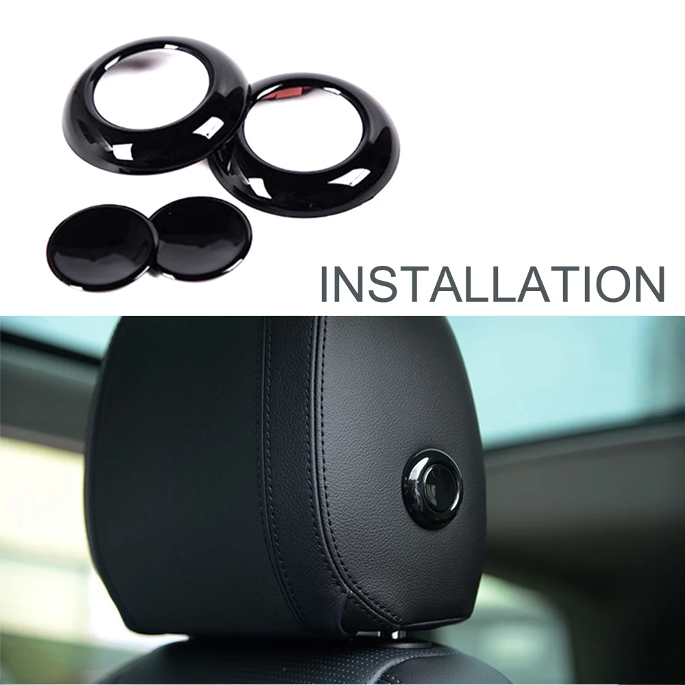 

JEAZEA 4pcs Front Seat Head Rest Headrest Pillow Adjust Button Ring Cover Trim For Land Rover Discovery Sport 2015 2016- 2019
