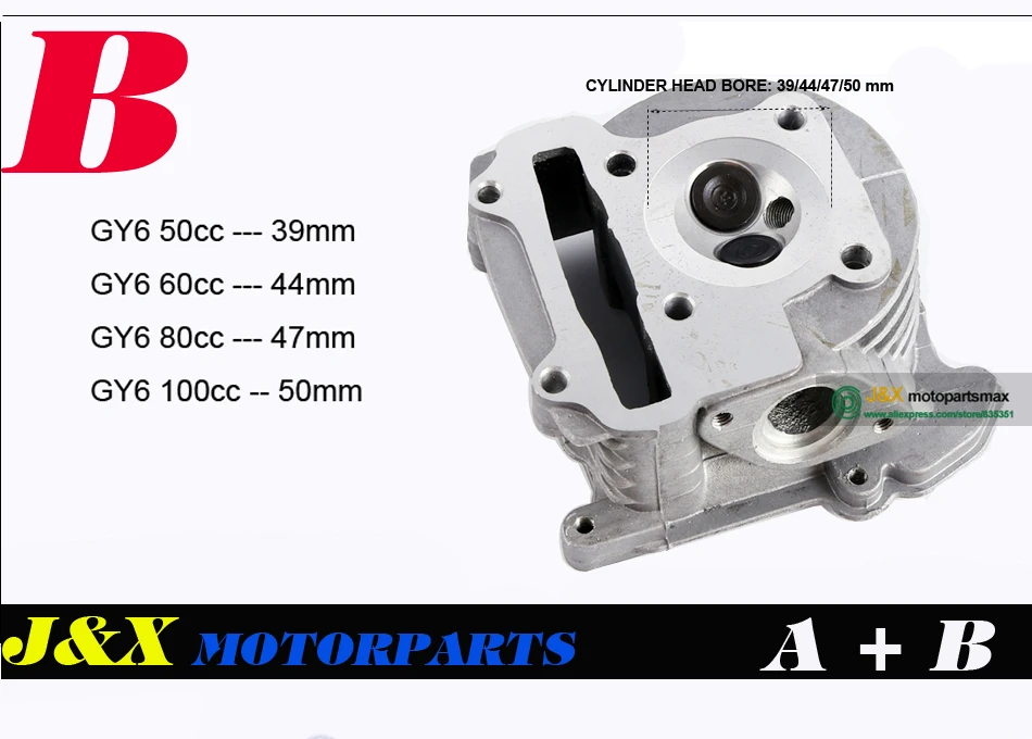 Комплект цилиндров в сборе комплект производительности головки цилиндра GY6 50cc 80cc 100cc 139QMB 137QMA скутер 39 мм 44 мм 47 мм 50 мм с 64 вентилями