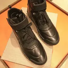 Новые высокие кожаные черные мотоциклетные ботинки повседневные ботинки Спортивная мужская обувь