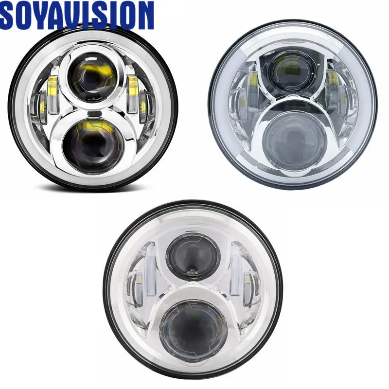 

2x Auto Car 7 inch led headlight For Land Rover 90/110 Defender 7 inch headlamp For Nissan Toyota Land Cruiser Halo Headlights