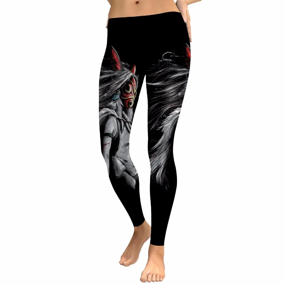 

2018 Cartoon Princess Mononoke and Wolf Women leggings Fitness Leggins Printed legging for Woman pants