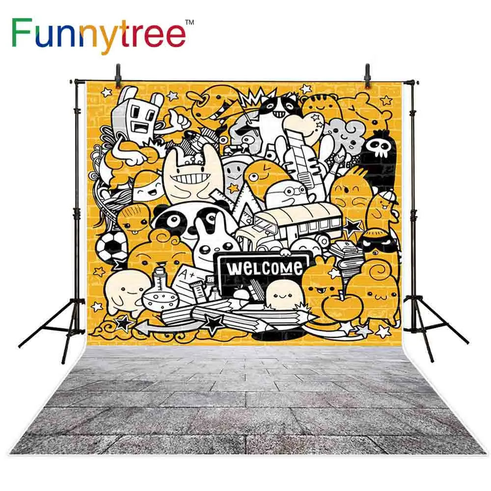 Фоны Funnytree для детской фотосъемки милый мультяшный персонаж добро пожаловать в