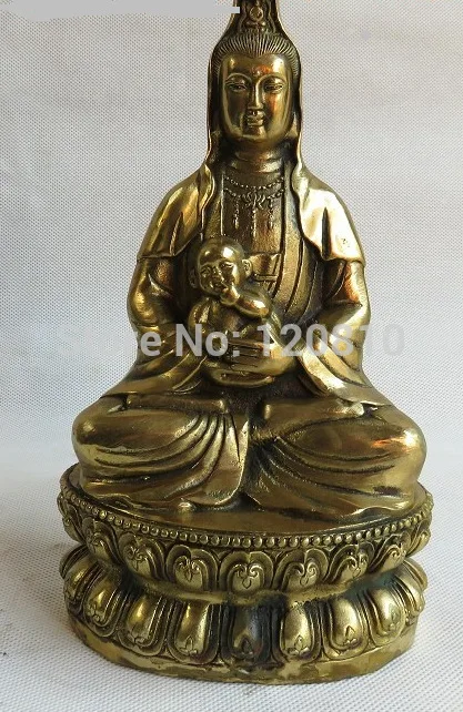 

Copper has ever been Guanyin Buddha sitting on a lotus merciful Buddha statue of the Buddhist songziniangniang Home Decoration