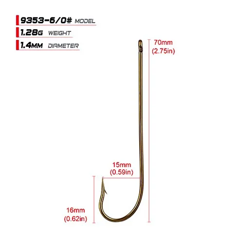 Рыболовные крючки из высокоуглеродистой стали с длинной ручкой рыболовные крючки 12#-6O рыболовное оборудование - Цвет: 6O