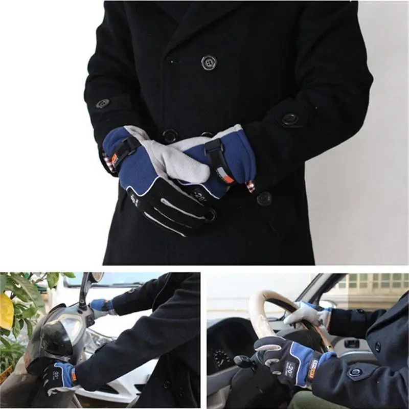 

Touch Screen Leather Motorcycle Gloves Motor Bicycle Cycling Warm Windproof Protective Full Finger Winter Warm Fleece Ski Glove
