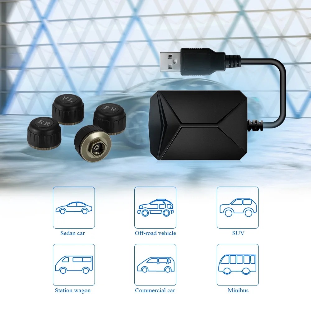 CST -TY06 Tire Pressure Alarm Digital Display USB Powerful TPMS Systems Tire Pressure Monitoring System With 4 External Sensors CST -TY06 Tire Pressure Alarm Digital Display USB Powerful TPMS Systems Tire Pressure Monitoring System With 4 External Sensors
