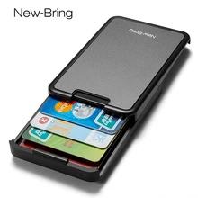 NewBring RFID Blocking Sliding Wallet Card Holder Plastic Card Money Purse Carbon Fiber For Men Women M ale Female