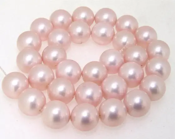 

Pink Color Round Seashell Pearl Loose Beads 14inches One Full String AA 12MM DIY Jewelry For Necklace LS3-083