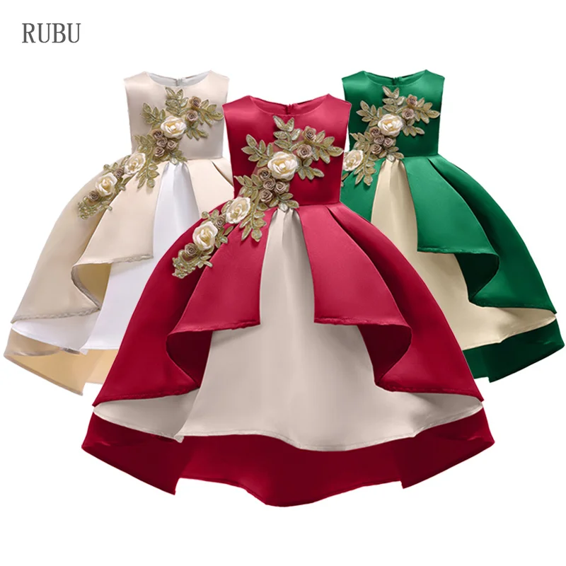 

Baby Girls Dress Tutu Kids Clothing Elegent Embroidery Silk Girls Dresses For Children Princess Party Custume 2-10Years Vestidos