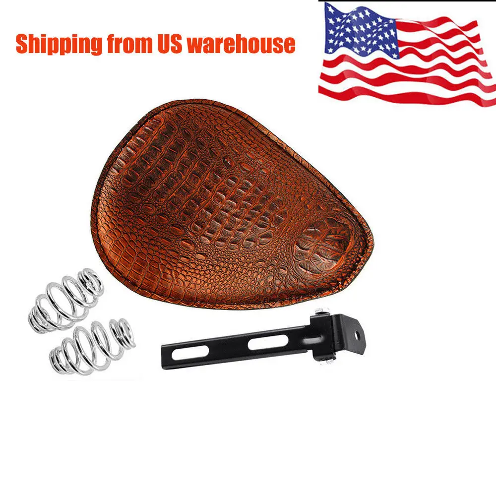 

Motorcycle Leather Solo Seat W/ Springs Bracket For Harley Davidson Sportster Bobber Chopper and Custom Seats