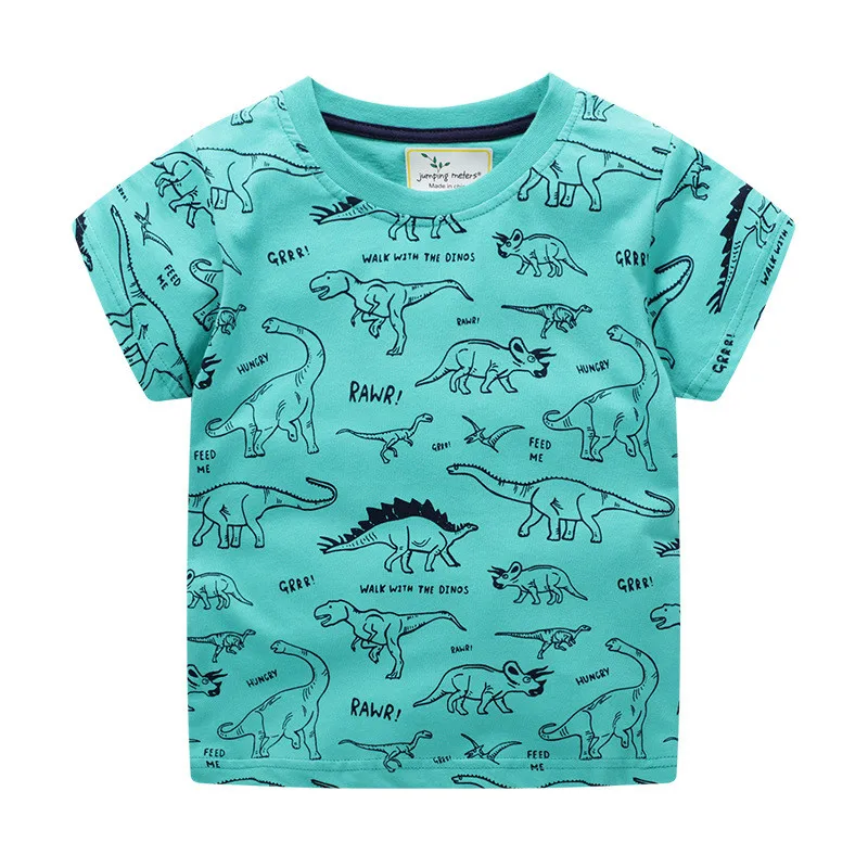 Jumping meters Baby Boy Cute Summer T shirt Kids Short Sleeve Cartoon T shirt with Animals Printed Boys Tees Boys Girls Clothing