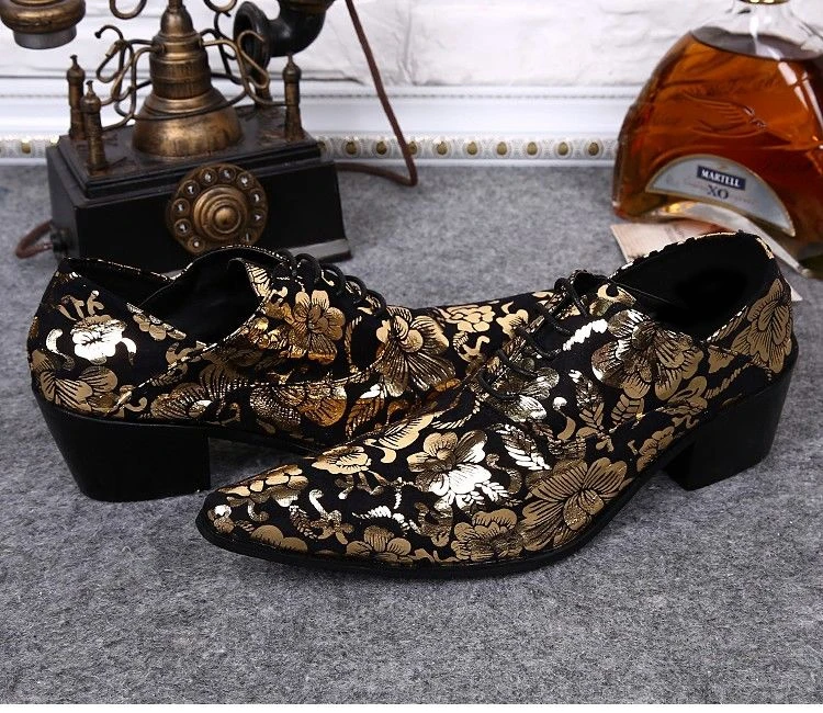 Элегантные мужские современные туфли-оксфорды размера плюс с острым носком для банкета; мужские официальные туфли из натуральной кожи на высоком каблуке; Свадебные вечерние туфли; SL316