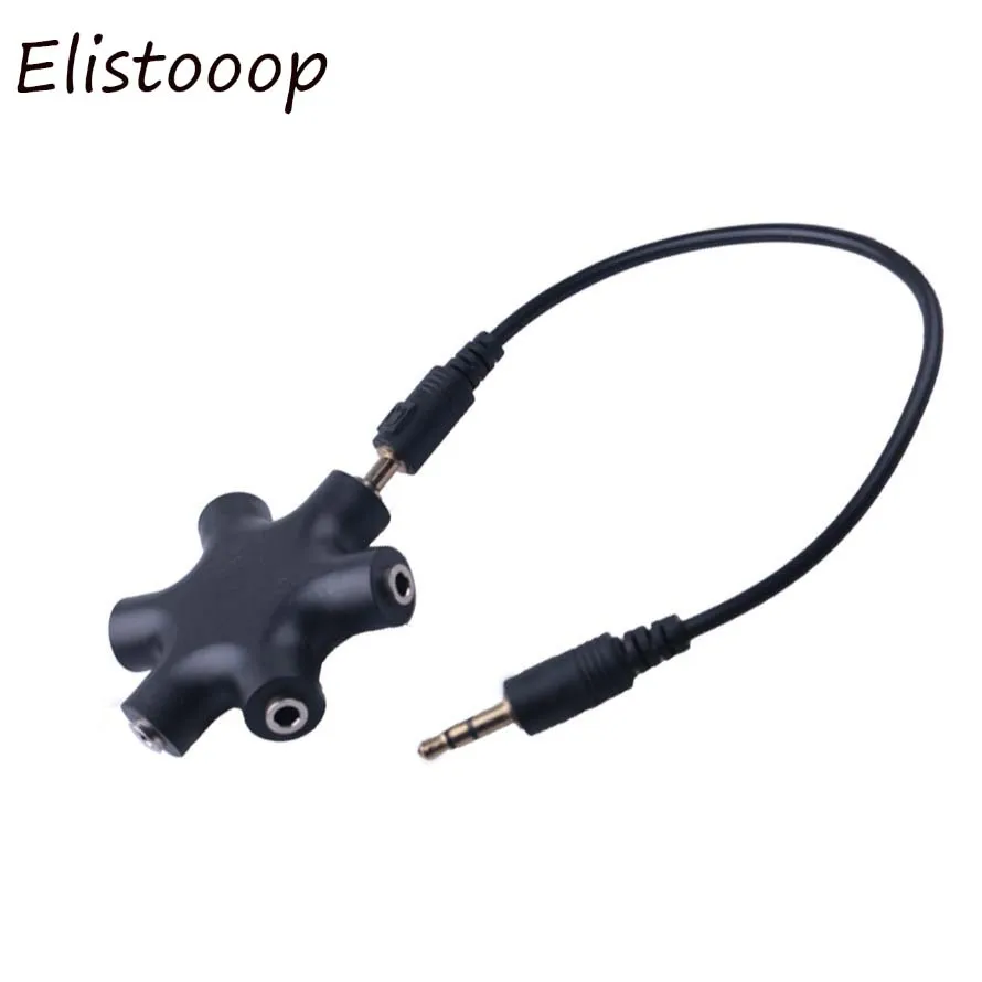 

Elistooop 3.5mm Jack 6 Multi Port Aux Headphone Splitter Audio Cable Adapter Converter High Quality