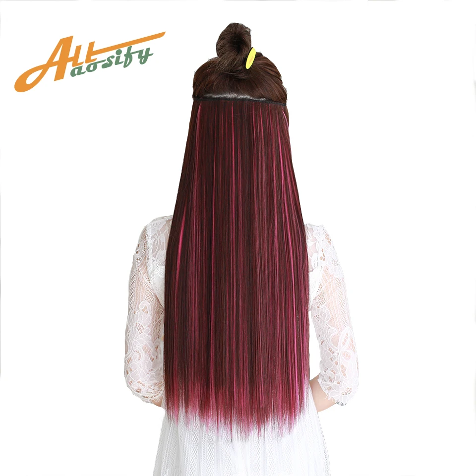 AOSIWIG-Long-Straight-Hair-5-Clip-In-Hair-Extensions-Heat-Resistant-Natural-Synthetic-Hairpiece-15-Colors