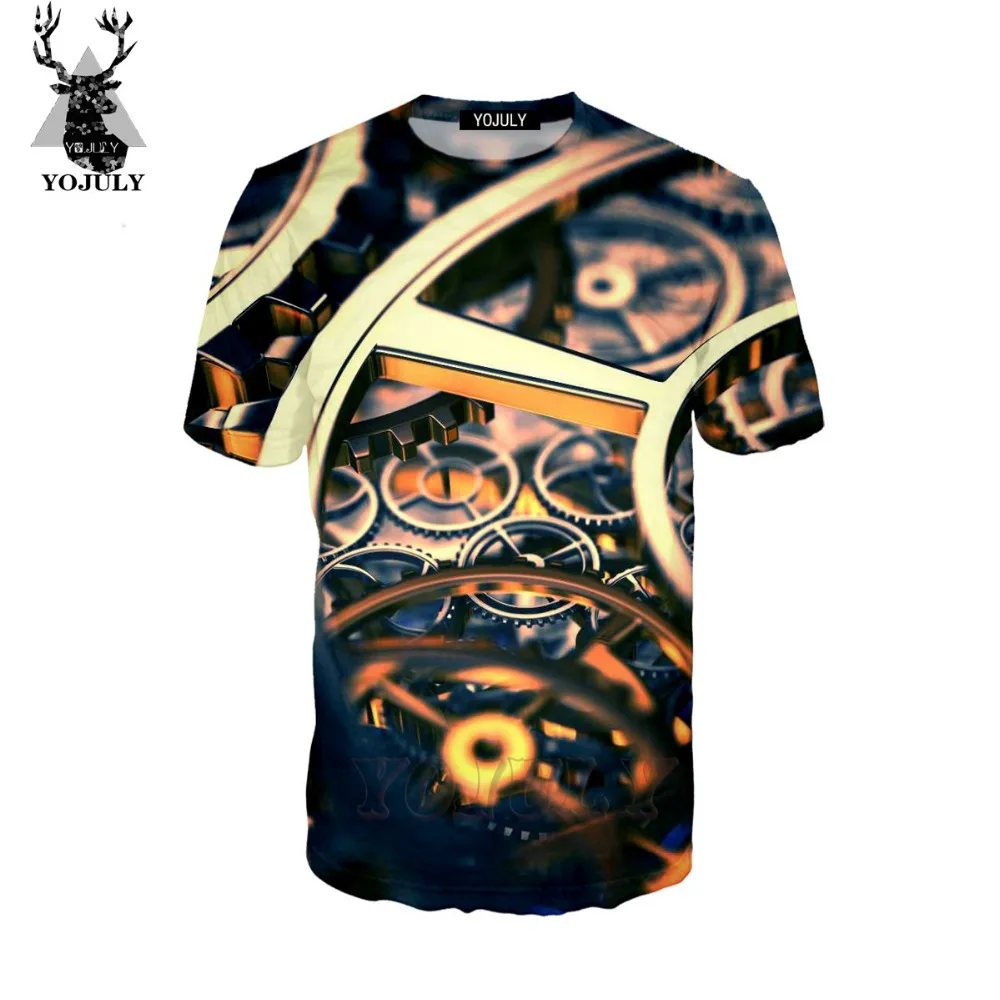 

YOJULY 3D Print Men Women Mechanical Gear Punk Engine Casual Harajuku O-neck T-shirt Tshirt Summer Short sleeve Streetwear 089