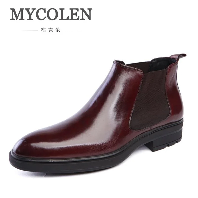 MYCOLEN/роскошные мужские зимние ботинки из натуральной кожи деловые без шнуровки