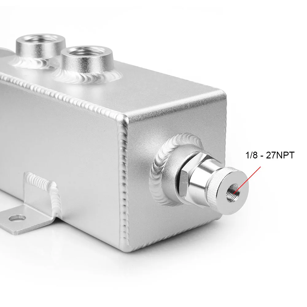 RASTP-1L, Универсальный Автомобильный Алюминиевый маслоуловитель, бак, серебристый, черный, топливные баки с дыхательным фильтром, сливной кран, 1LT, RS-OCC010
