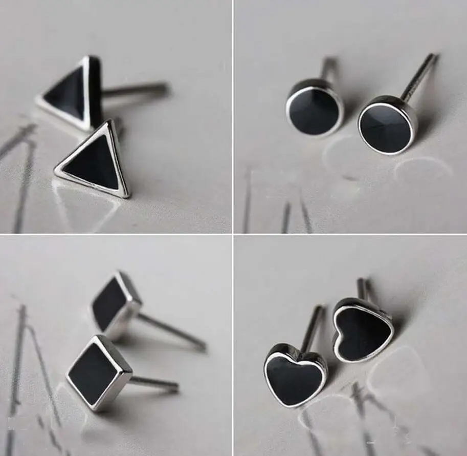 925 пробы серебряные ювелирные изделия простой геометрический треугольники круглый любовь серьги для женщин букле d'oreille Pendientes VES6140