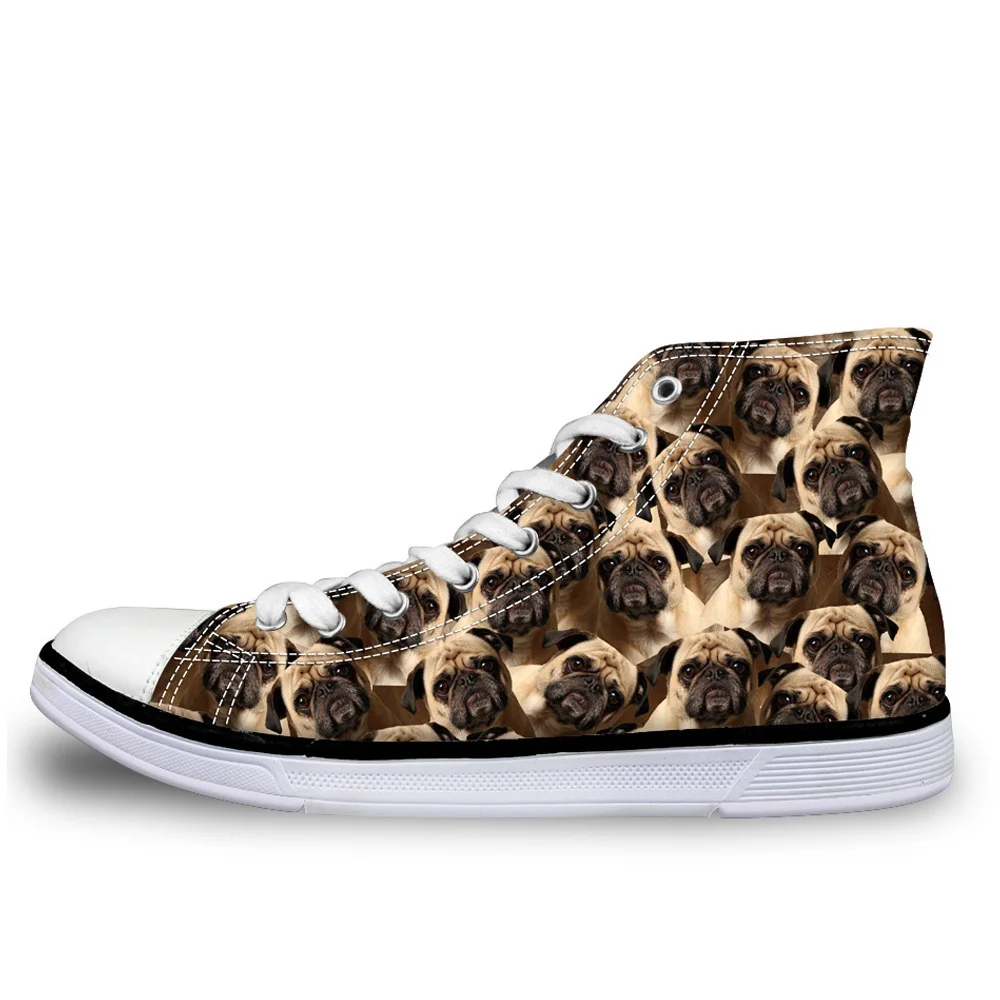 

NOISYDESIGNS Fashion Mens Canvas High Top Shoes Novelty Animal Pug Dog Printed Vulcanize Shoes Casual Men High-top Flat Sneakers