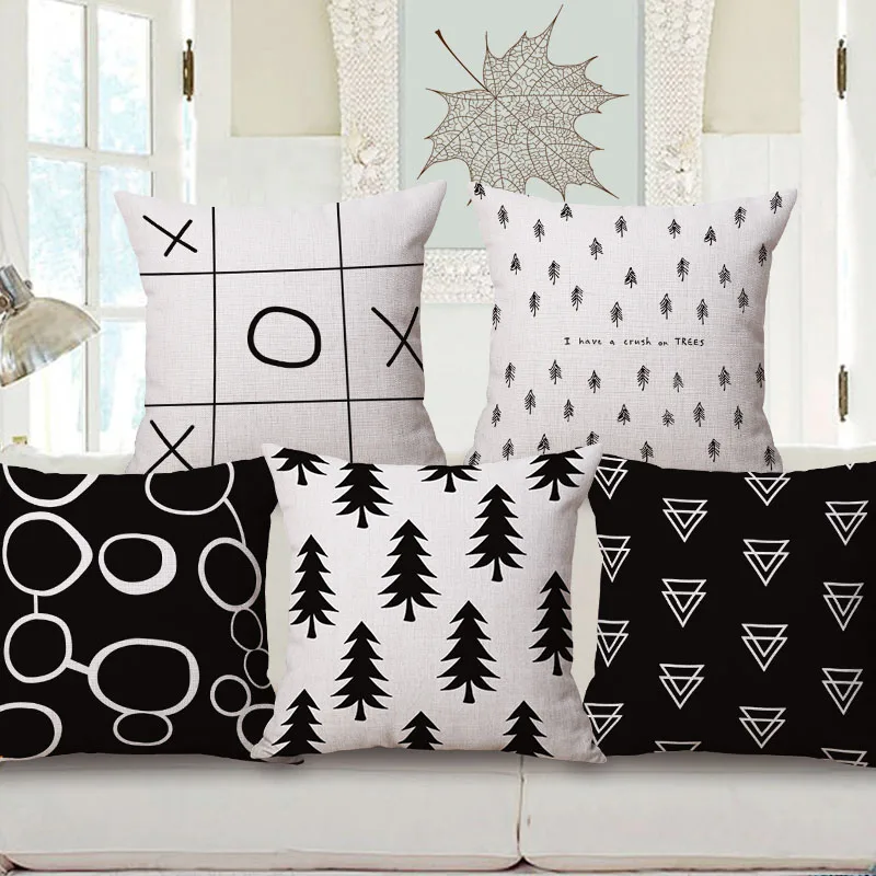

Simple black and white Cushion cover Round Heart-shaped Plus Christmas tree Geometric pillow cover decorative cushion cover