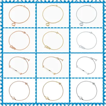 

SHINETUNG Original 100% S925 Sterling Silver Open Heart Love T Font Pendant Trendy Bracelet Women Logo Fine High-End Jewelry