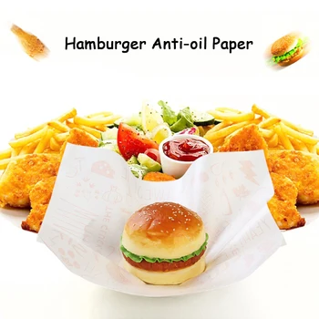 

Disposable Wrapper Packing Sheet Anti-oil Paper Food Grade PE Film Waterproof Paper Takeaway Chicken Roll Sandwich Paper 100pcs