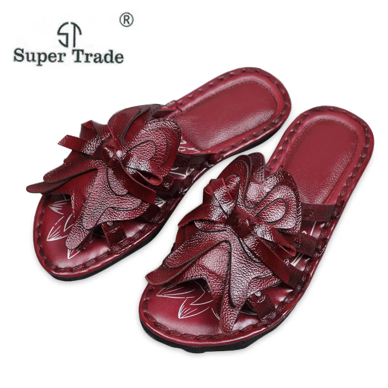 

Women Flat Slippers Slides Fashion Soft Sloes Indoor Outside Genuine Leather Flip Flops Ladies Summer Woman Mules Shoes